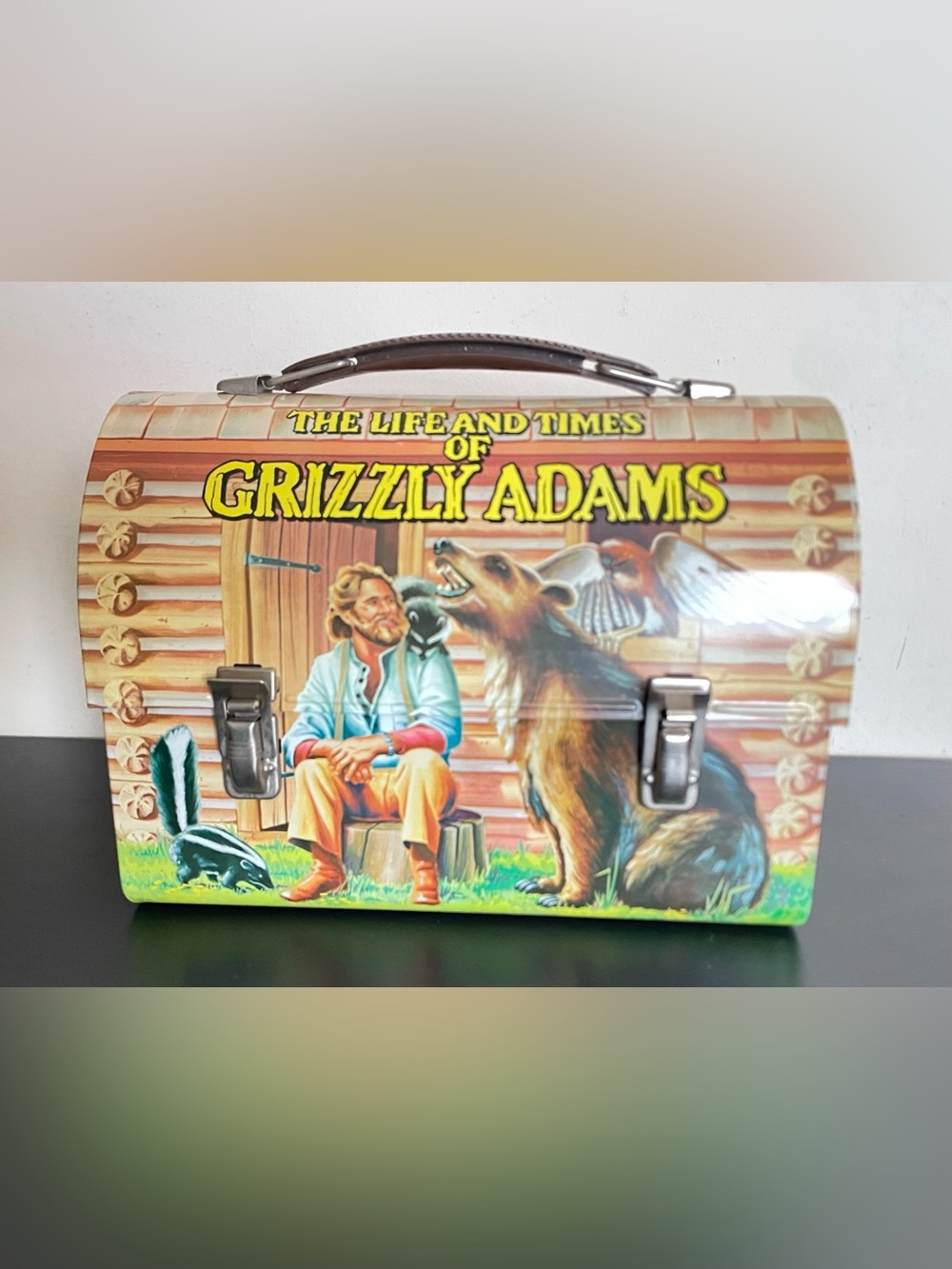 Vintage Grizzly Adams Metal Dome-Top Lunch Box 1977